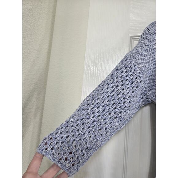 Sundance Sky Blue Open Chunky Mixed-Knit Cottagecore Pullover Sweater Women's XS - Picture 4 of 11
